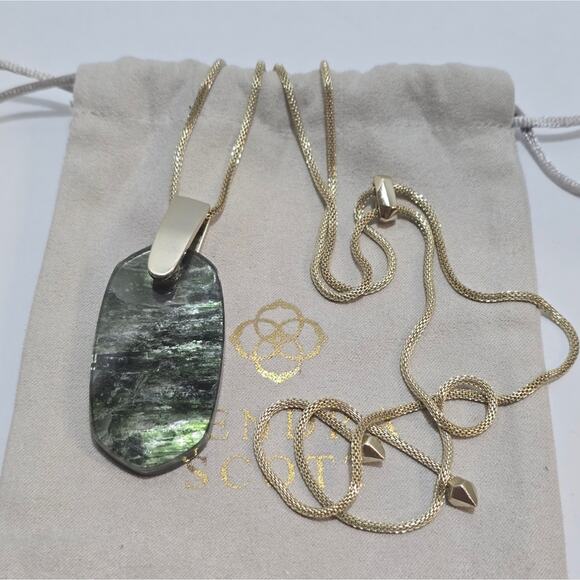 Kendra Scott Inez Adjustable Necklace in Sage Mica? And Gold - Picture 3 of 8